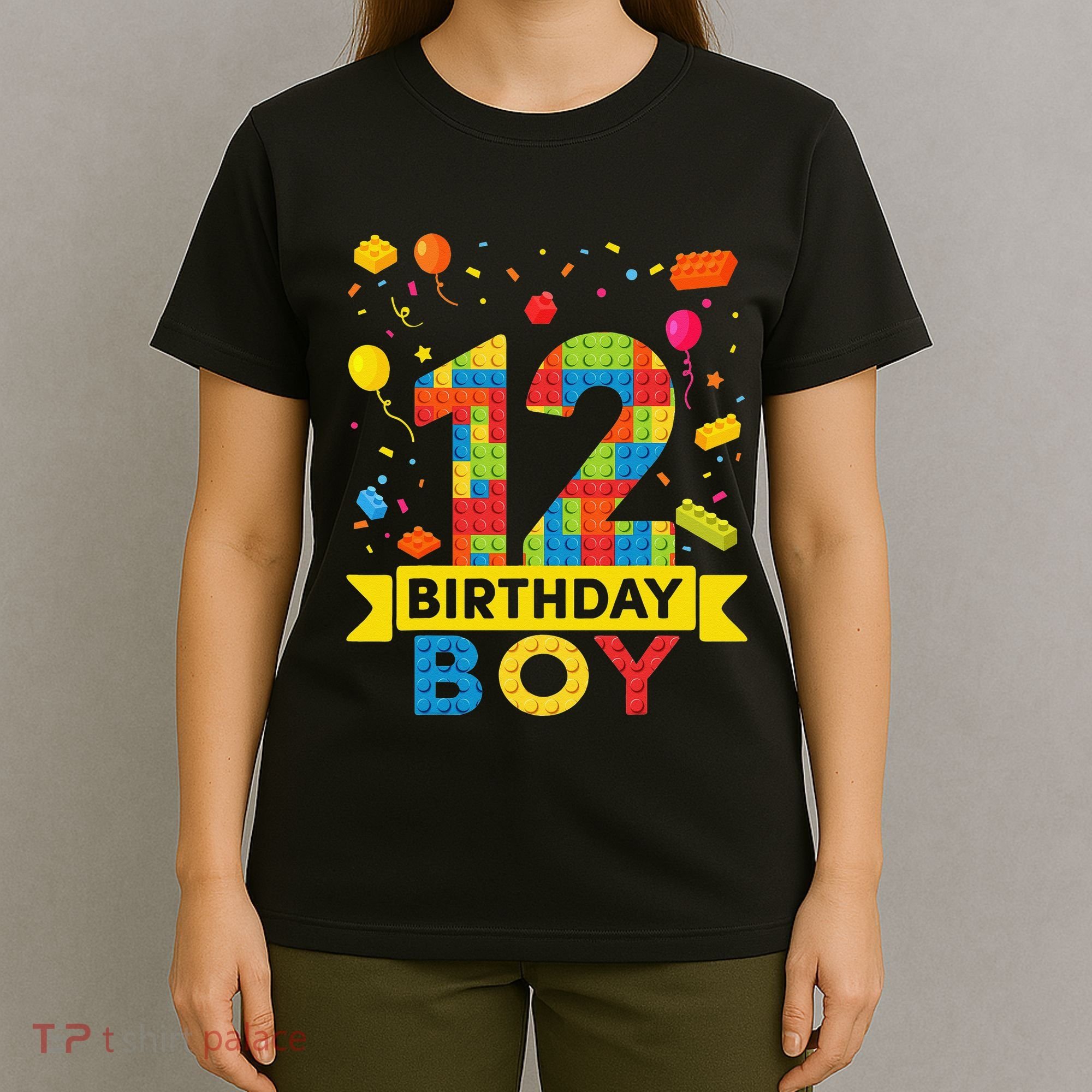 12 Year Old Building Blocks 12th Birthday T-Shirt