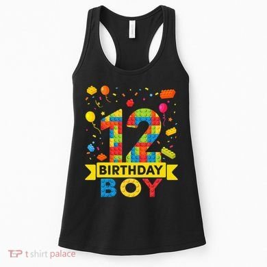 12 Year Old Building Blocks 12th Birthday Women's Tank Top