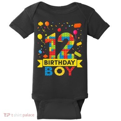12 Year Old Building Blocks 12th Birthday Baby Bodysuit