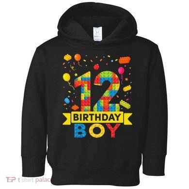 12 Year Old Building Blocks 12th Birthday Toddler Hoodie