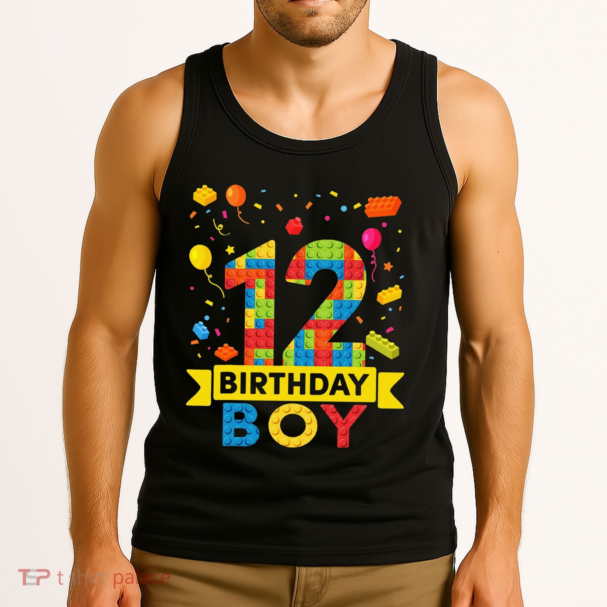 12 Year Old Building Blocks 12th Birthday Tank Top