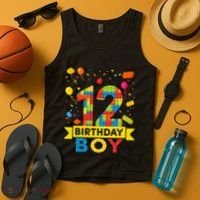 12 Year Old Building Blocks 12th Birthday Tank Top thumb 4