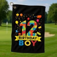 12 Year Old Building Blocks 12th Birthday Golf Towel thumb 1