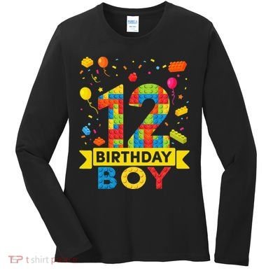 12 Year Old Building Blocks 12th Birthday Women's Long Sleeve Shirt