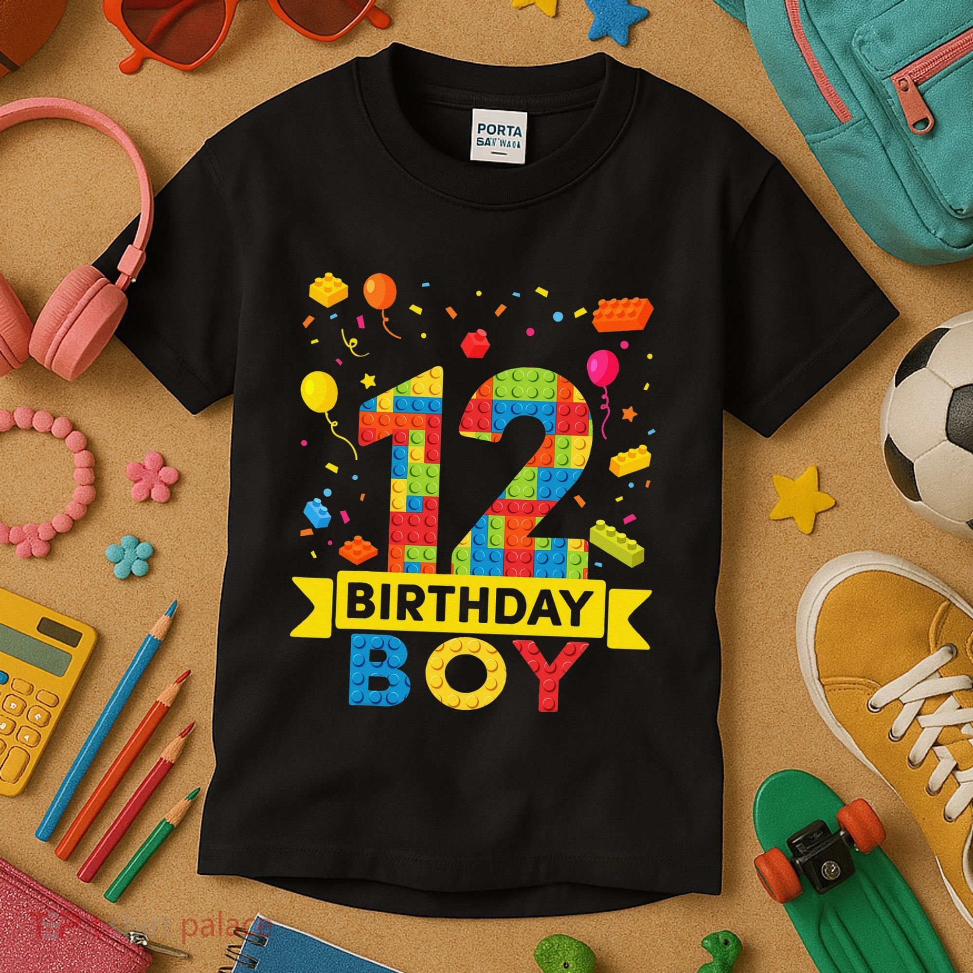 12 Year Old Building Blocks 12th Birthday Kids T-Shirt