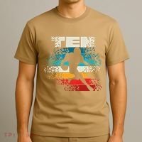 10 Year Old 10th Vintage Retro Football Birthday Party T-Shirt thumb 3