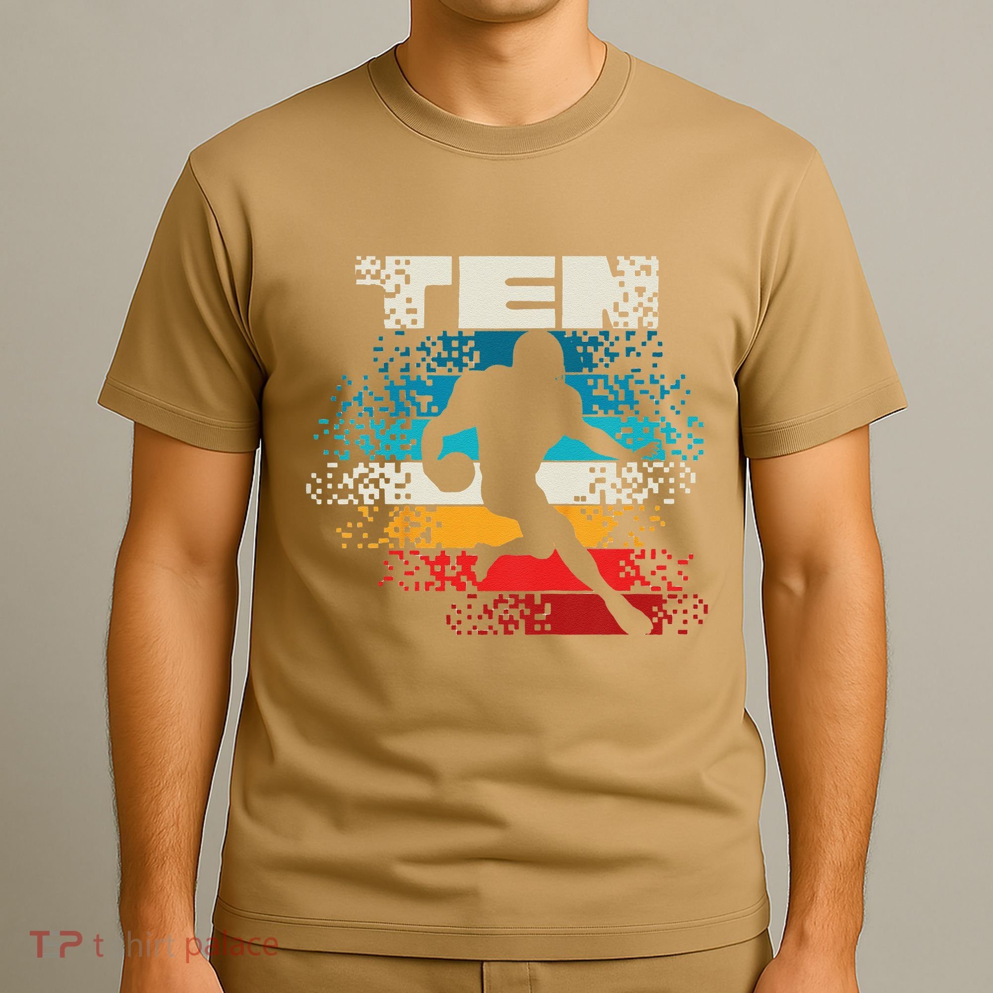 10 Year Old 10th Vintage Retro Football Birthday Party T-Shirt