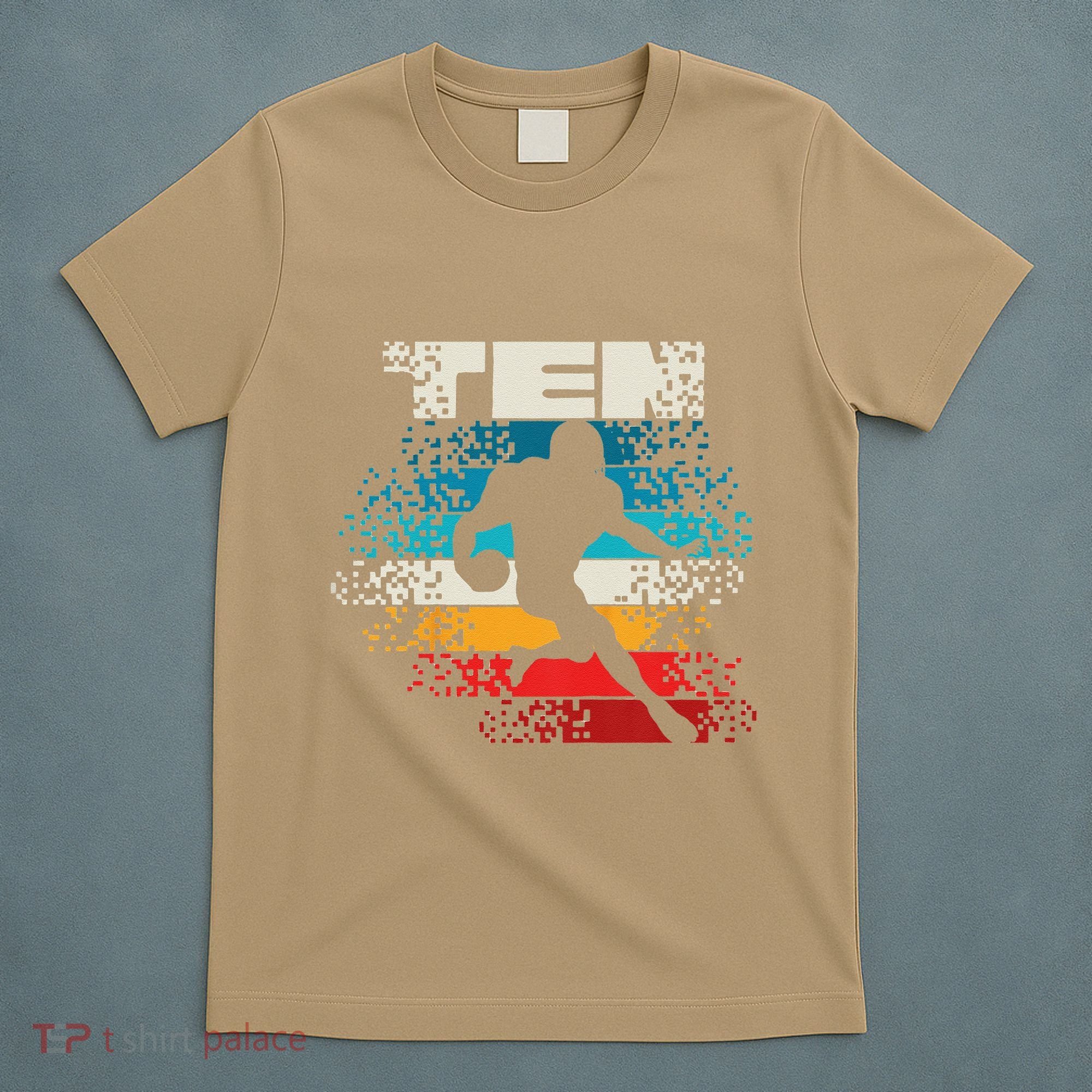 10 Year Old 10th Vintage Retro Football Birthday Party T-Shirt