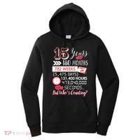15 Years Of Marriage Happily Married Couple 15th Wedding Anniversary Gift Women's Hoodie thumb 0