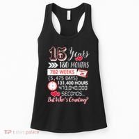 15 Years Of Marriage Happily Married Couple 15th Wedding Anniversary Gift Women's Tank Top thumb 0