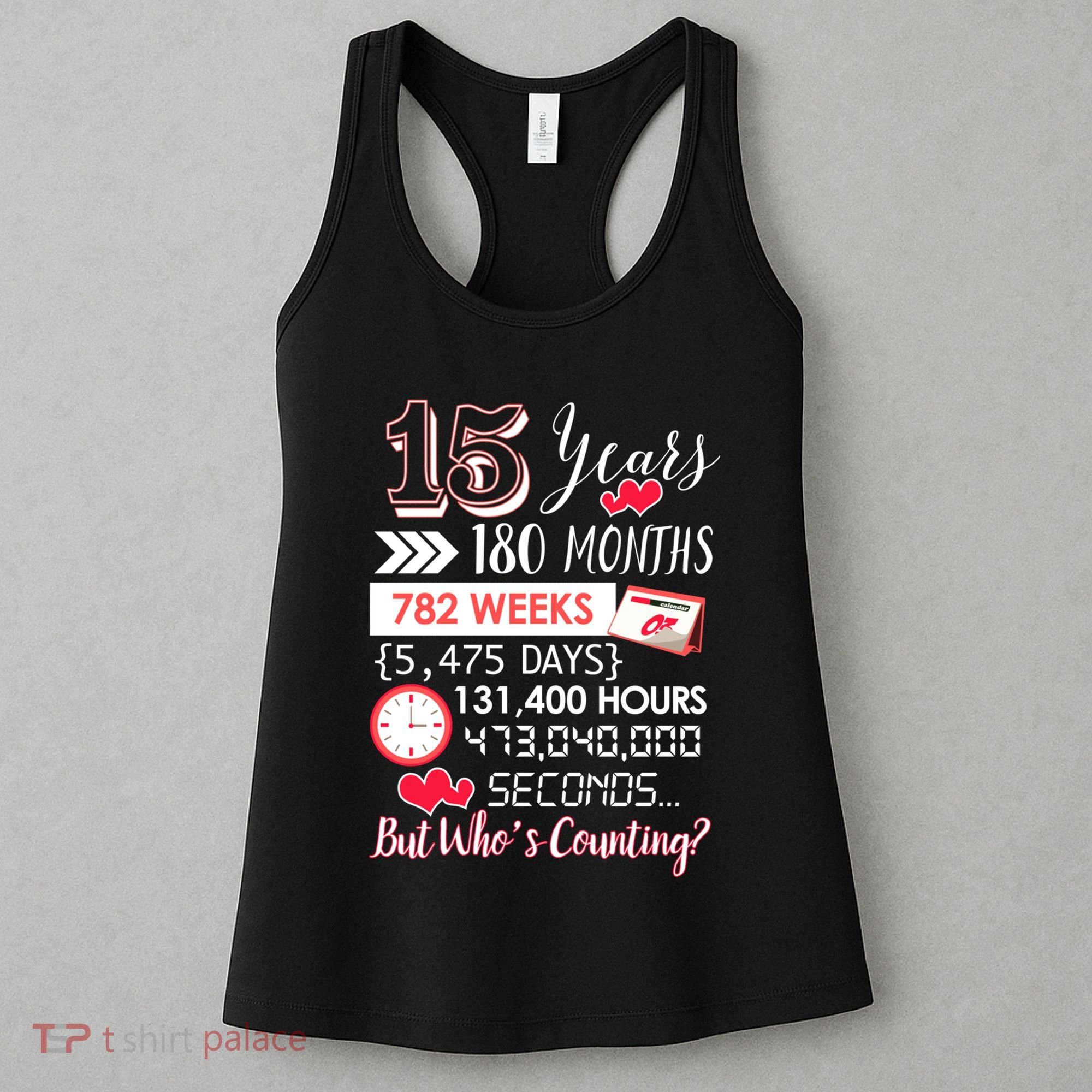 15 Years Of Marriage Happily Married Couple 15th Wedding Anniversary Gift Women's Tank Top