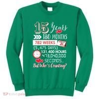 15 Years Of Marriage Happily Married Couple 15th Wedding Anniversary Gift Sweatshirt thumb 0