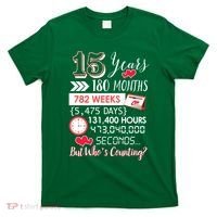 15 Years Of Marriage Happily Married Couple 15th Wedding Anniversary Gift T-Shirt thumb 0