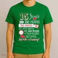 15 Years Of Marriage Happily Married Couple 15th Wedding Anniversary Gift T-Shirt thumb 3