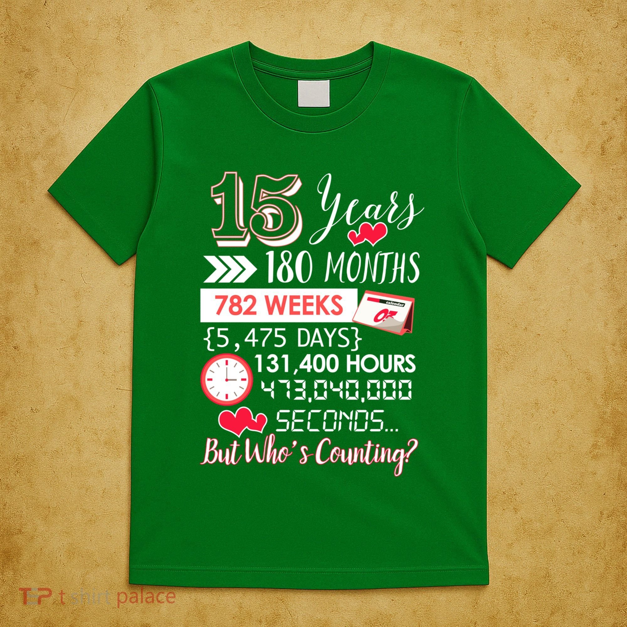 15 Years Of Marriage Happily Married Couple 15th Wedding Anniversary Gift T-Shirt