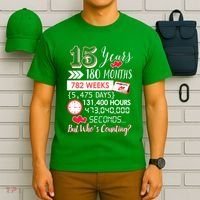 15 Years Of Marriage Happily Married Couple 15th Wedding Anniversary Gift T-Shirt thumb 6