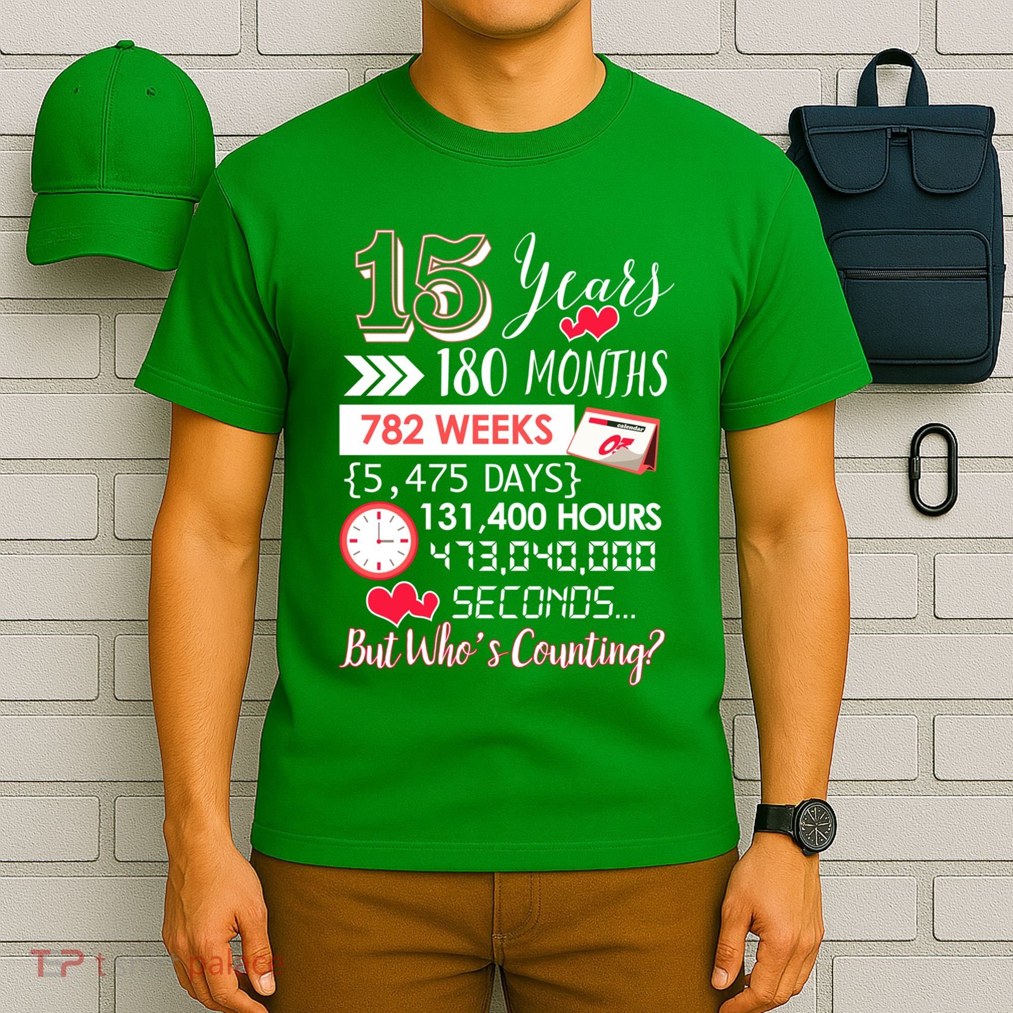 15 Years Of Marriage Happily Married Couple 15th Wedding Anniversary Gift T-Shirt