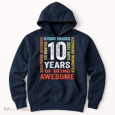 10 Years Old 10th Birthday Gift Vintage Retro 120 Months Hoodie