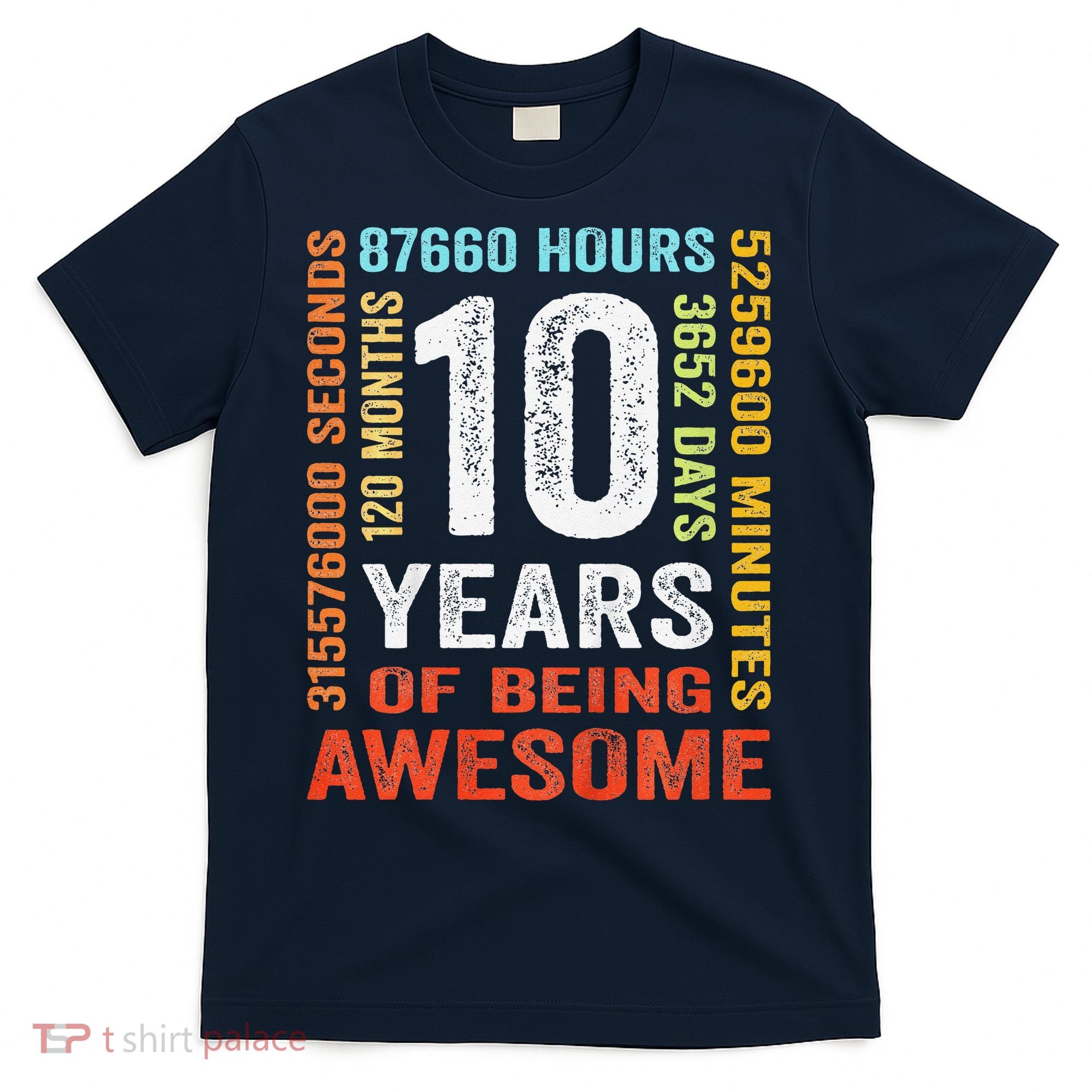 10 Years Old 10th Birthday Gift Vintage Retro 120 Months T-Shirt
