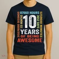 10 Years Old 10th Birthday Gift Vintage Retro 120 Months T-Shirt thumb 3