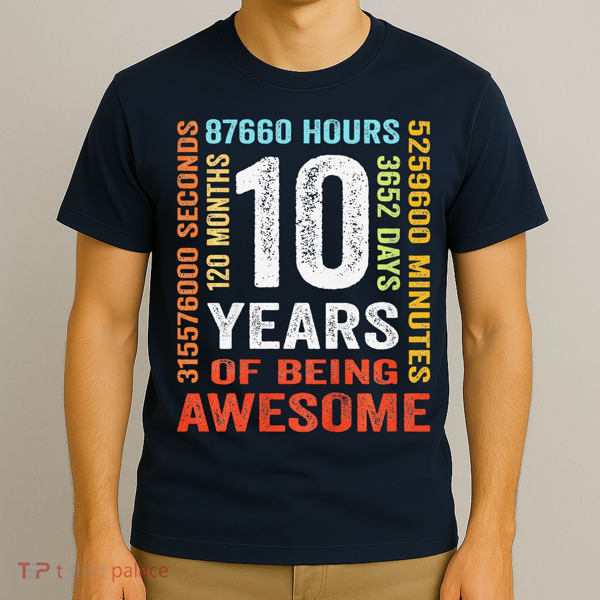 10 Years Old 10th Birthday Gift Vintage Retro 120 Months T-Shirt