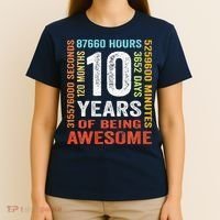 10 Years Old 10th Birthday Gift Vintage Retro 120 Months T-Shirt thumb 4