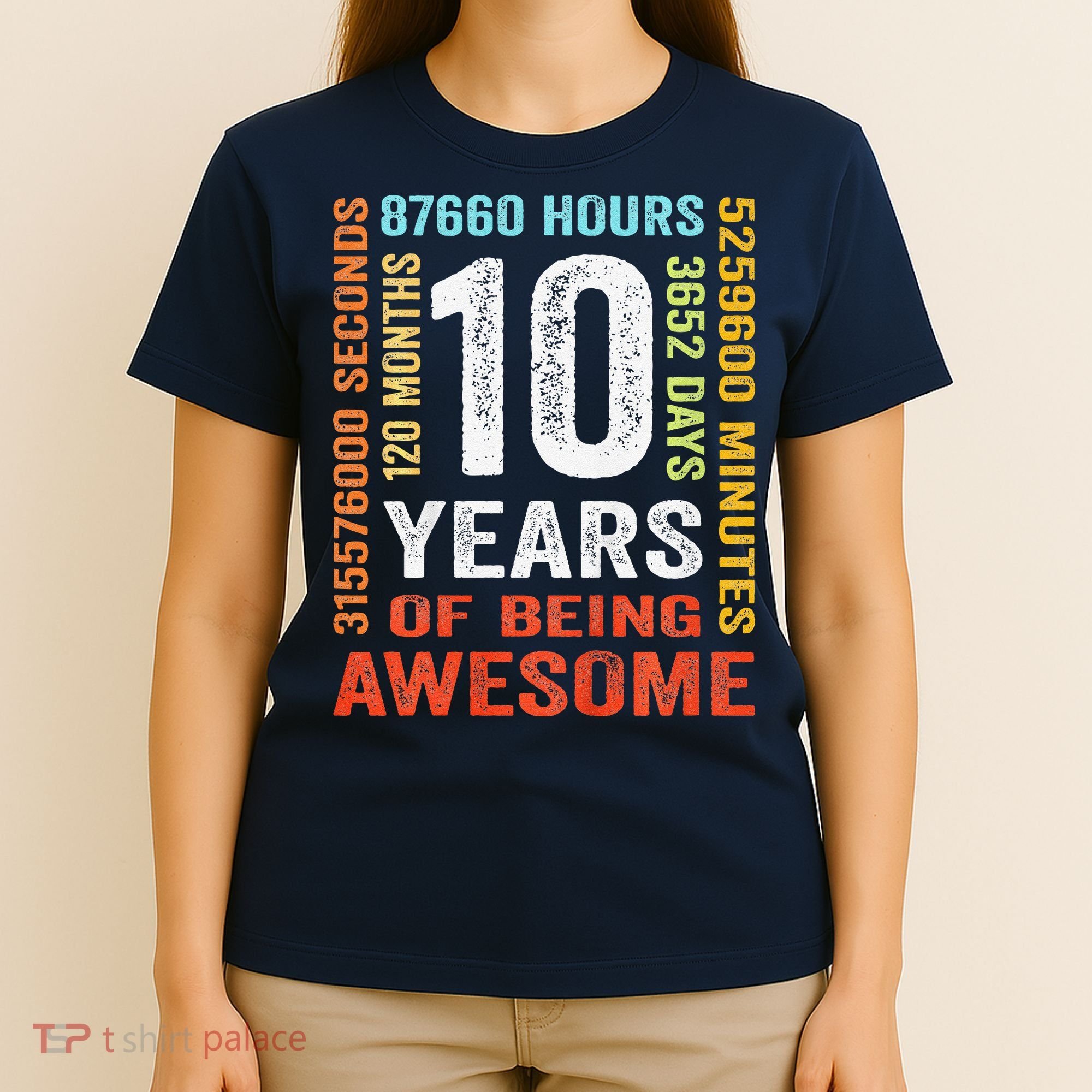 10 Years Old 10th Birthday Gift Vintage Retro 120 Months T-Shirt