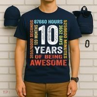 10 Years Old 10th Birthday Gift Vintage Retro 120 Months T-Shirt thumb 6