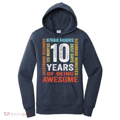 10 Years Old 10th Birthday Gift Vintage Retro 120 Months Women's Hoodie