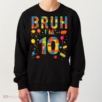 10 Year Old Building Blocks Bruh 10th Birthday Boy Women's Sweatshirt thumb 0