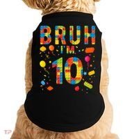 10 Year Old Building Blocks Bruh 10th Birthday Boy Doggie Tank thumb 0