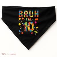 10 Year Old Building Blocks Bruh 10th Birthday Boy USA-Made Doggie Bandana thumb 0