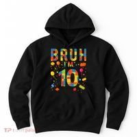 10 Year Old Building Blocks Bruh 10th Birthday Boy Hoodie thumb 0