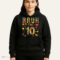 10 Year Old Building Blocks Bruh 10th Birthday Boy Hoodie thumb 5