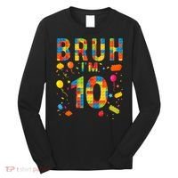 10 Year Old Building Blocks Bruh 10th Birthday Boy Long Sleeve Shirt thumb 0
