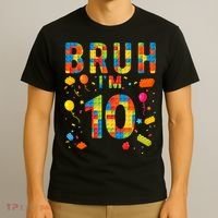 10 Year Old Building Blocks Bruh 10th Birthday Boy T-Shirt thumb 3