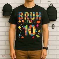 10 Year Old Building Blocks Bruh 10th Birthday Boy T-Shirt thumb 6