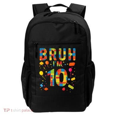 10 Year Old Building Blocks Bruh 10th Birthday Boy Backpack