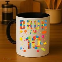 10 Year Old Building Blocks Bruh 10th Birthday Boy Coffee Mug thumb 4