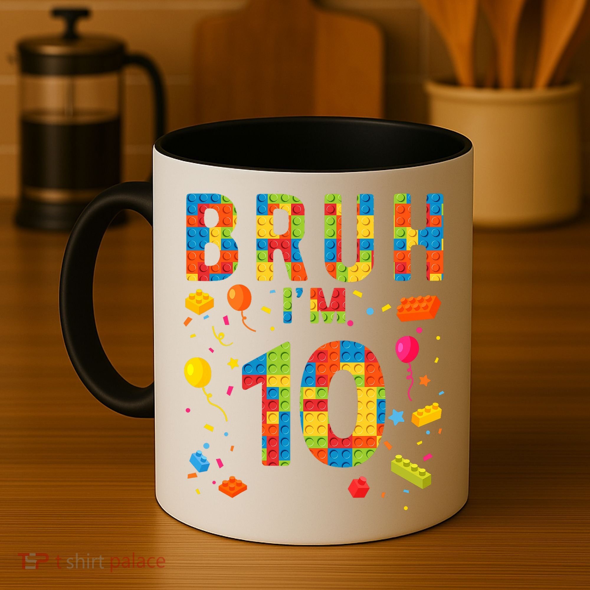 10 Year Old Building Blocks Bruh 10th Birthday Boy Coffee Mug