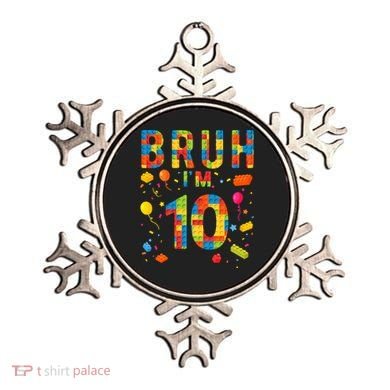 10 Year Old Building Blocks Bruh 10th Birthday Boy Ornament