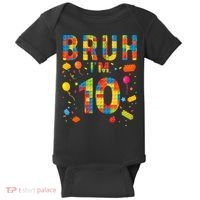 10 Year Old Building Blocks Bruh 10th Birthday Boy Baby Bodysuit thumb 0
