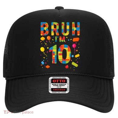 10 Year Old Building Blocks Bruh 10th Birthday Boy Hat