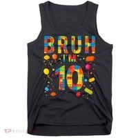 10 Year Old Building Blocks Bruh 10th Birthday Boy Tank Top thumb 0