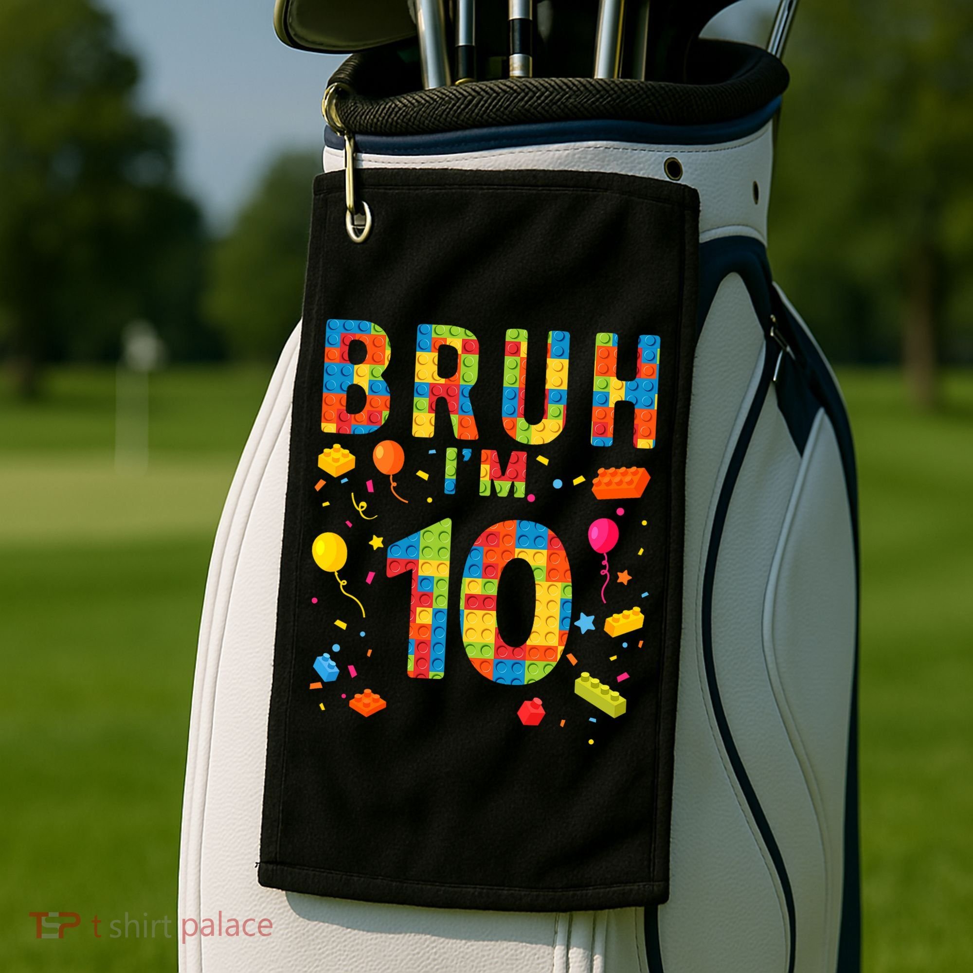 10 Year Old Building Blocks Bruh 10th Birthday Boy Golf Towel