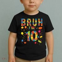 10 Year Old Building Blocks Bruh 10th Birthday Boy Toddler T-Shirt thumb 2