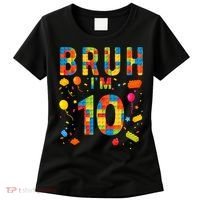10 Year Old Building Blocks Bruh 10th Birthday Boy Women's T-Shirt thumb 0