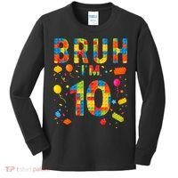 10 Year Old Building Blocks Bruh 10th Birthday Boy Kids Long Sleeve Shirt thumb 0