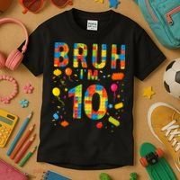 10 Year Old Building Blocks Bruh 10th Birthday Boy Kids T-Shirt thumb 3