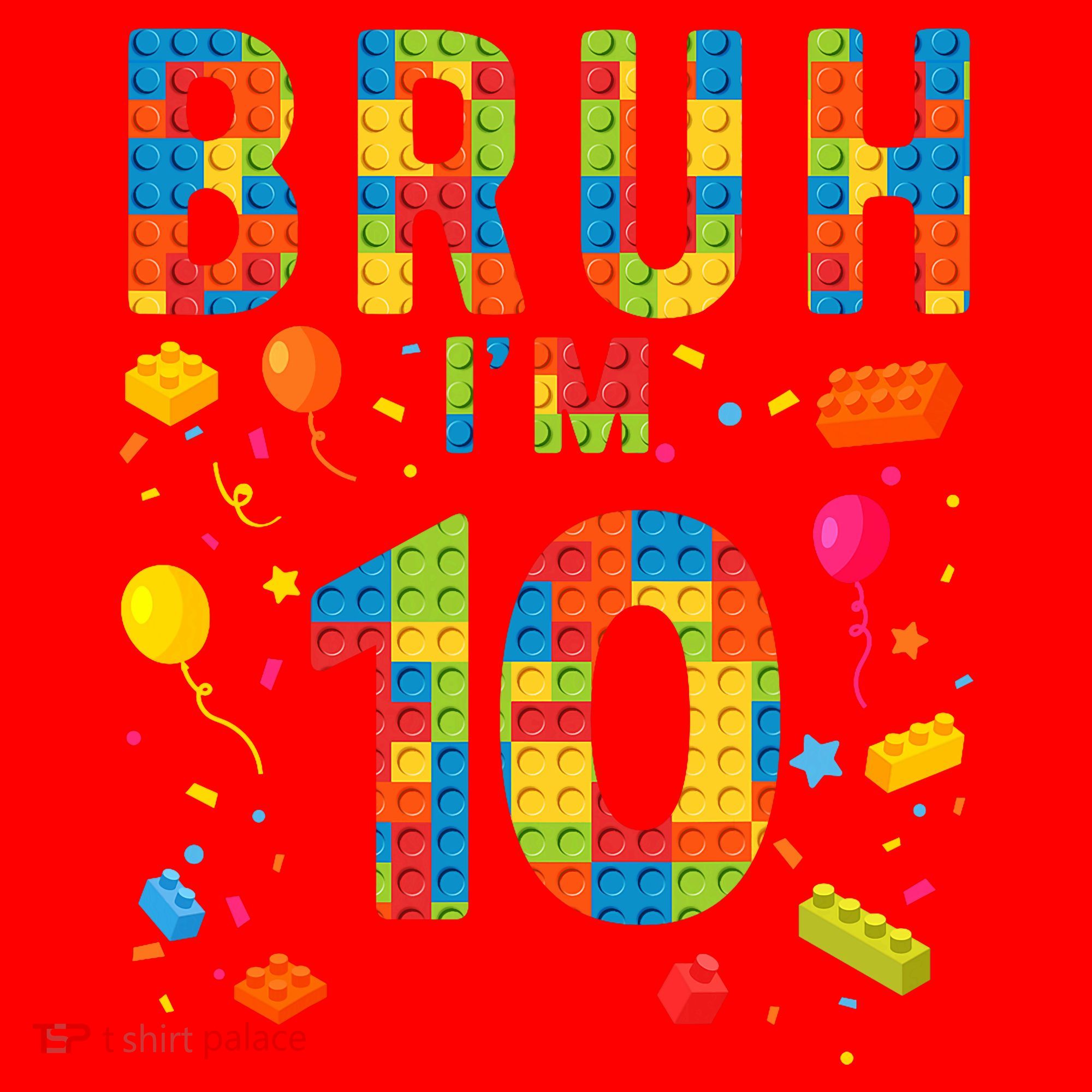 10 Year Old Building Blocks Bruh 10th Birthday Boy Santa Hat